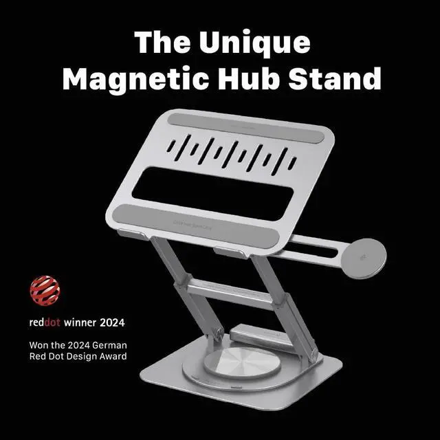 Alt view image 2 of 5 - ADAM elements USB-C Stand Ultra/Laptop Docking Station  CASA Hub Stand Ultra USB-C Magnetic 6in1 Hub Stand for All MacBook, iPad & USB-C Laptop - USB-C Host, USB-C PD, USB-C, USB-A, HDMI, RJ45