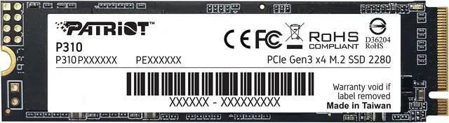 Main image of Patriot P310 1.92TB Internal SSD - NVMe PCIe M.2 Gen3 x 4 - Low-Power Consumption Solid State Drive - P310P192TM28