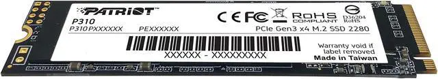 Alt view image 3 of 5 - Patriot P310 1.92TB Internal SSD - NVMe PCIe M.2 Gen3 x 4 - Low-Power Consumption Solid State Drive - P310P192TM28