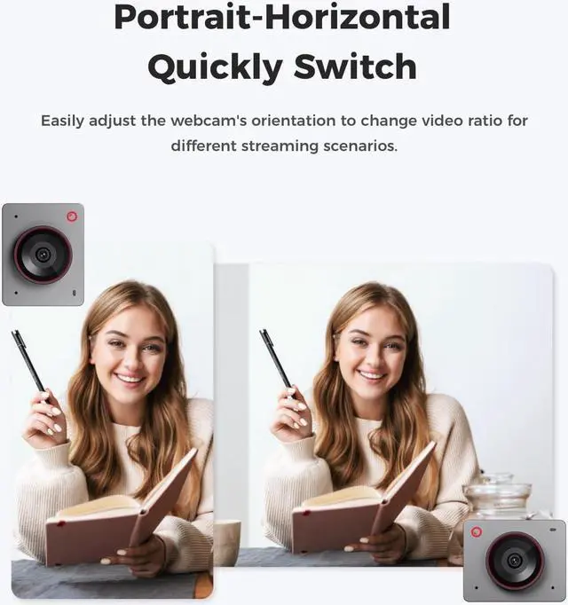 Alt view image 5 of 5 - OBSBOT Meet 2 Al-Powered 4K Webcam-- Ultra HDR,1080p@60FPS,1/2" CMOS,4X Digital Zoom,Plug&Play,Built-in Dual Mic--Work with Skype, Zoom/ MS_Teams/Google Meet--for Online Call/Meeting/Educate-Grey