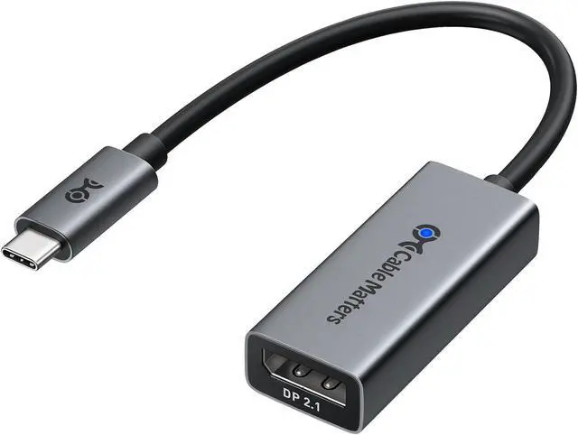Main image of Cable Matters 80Gbps USB C to DisplayPort 2.1 Adapter, 16K@60hz, 8K@240hz, 4K@960Hz and HDR Support - Thunderbolt 5/4, USB4 Compatible with VR Headset, MacBook Pro, iPad Pro, XPS, Surface Pro