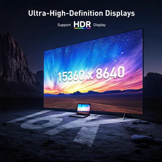 Alt view image 4 of 5 - Cable Matters 80Gbps USB C to DisplayPort 2.1 Adapter, 16K@60hz, 8K@240hz, 4K@960Hz and HDR Support - Thunderbolt 5/4, USB4 Compatible with VR Headset, MacBook Pro, iPad Pro, XPS, Surface Pro