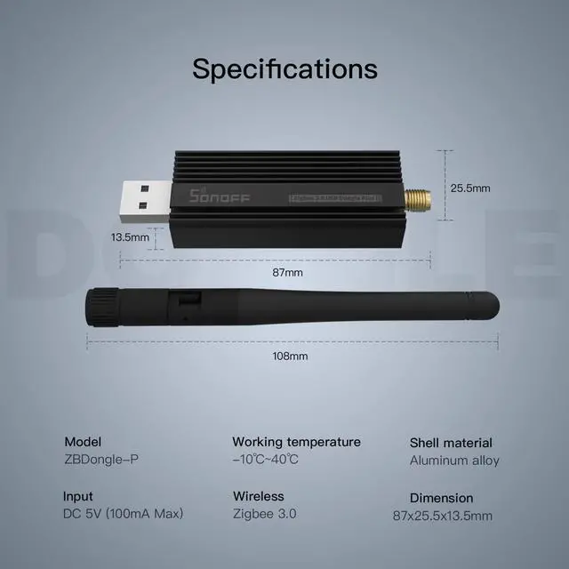 Alt view image 5 of 5 - SONOFF Zigbee 3.0 USB Dongle Plus Gateway,Universal Zigbee USB Gateway with Antenna for Home Assistant, IoBroker, Wireless Zigbee 3.0 USB Adapter(2 Pack)