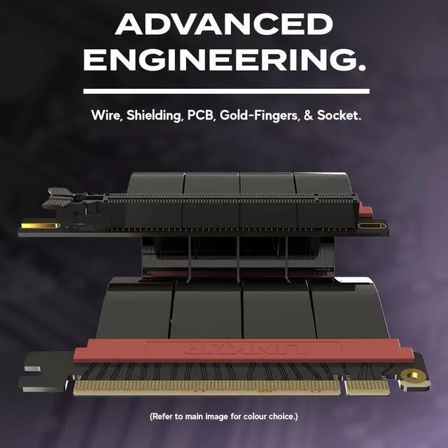 Alt view image 3 of 5 - LINKUP - AVA5 PCIE 5.0 Riser Cable [60cm (Total Length 64cm)] RTX5090 RX9070 GPU Ready | x16 128GB/s Speed | Compatible with PCIe 4.0 & WRX80/WRX90E | Left Angle, Black
