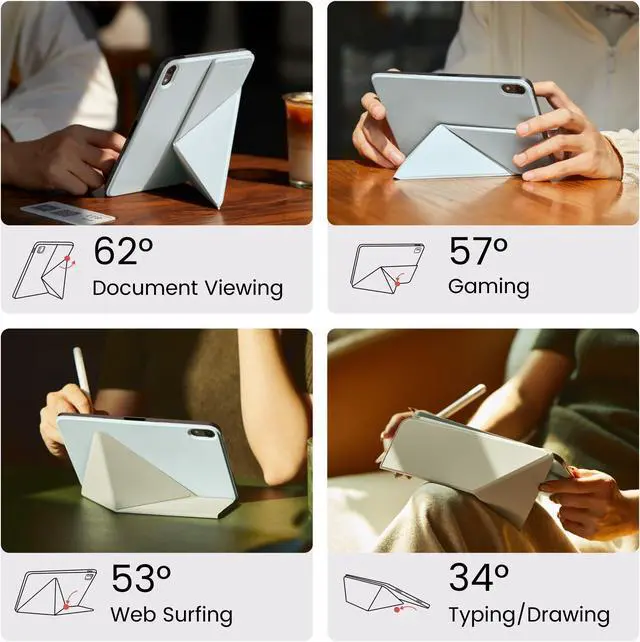Alt view image 3 of 5 - PITAKA for iPad Mini 7 Case A17 Pro (2024), Compatible with iPad Mini 7 (2024) /iPad Mini 6 (2021), Portrait/Landscape Magnetic Case with Pencil Holder, 4 Standing Angles and - Blue