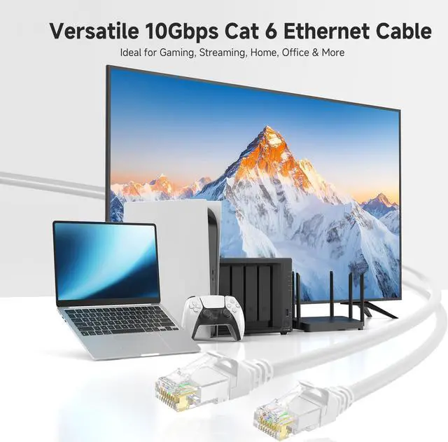 Alt view image 2 of 5 - Cable Matters 10Gbps Snagless Long Cat 6 Ethernet Cable - 200ft, Cat 6 Cable, Cat6 Cord, Ethernet Cord, White
