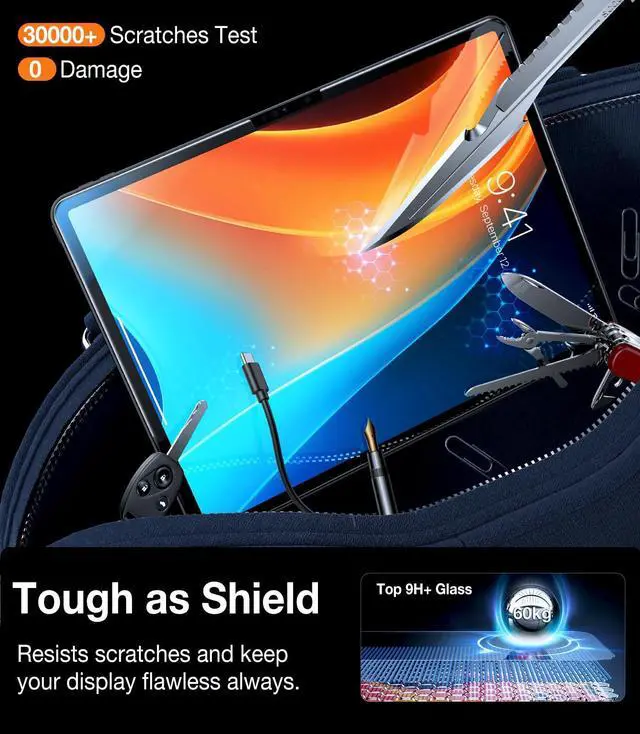 Alt view image 4 of 5 - TORRAS for iPad Air 11 Inch Screen Protector M3 2025 & M2 2024, Military Grade Shatterproof [TOP 9H+ Tempered Glass One-Pull Installation] Anti-Scratch, Bubble Free, HD Clarity