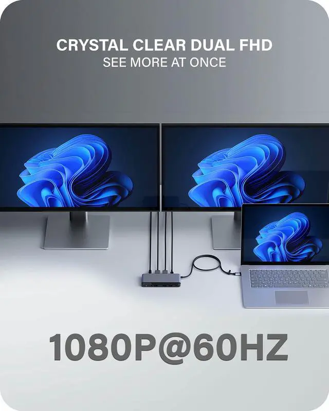 Alt view image 3 of 5 - ALOGIC USB-C Dual Display 1080p FHD Dock; 85W Power Delivery; 2X USB-A; 2X USB-C; 2X HDMI Ports; Ethernet; Audio Jack; SD & Micro-SD Card Reader; 10-in-1 MX2 lite HDMI Edition.