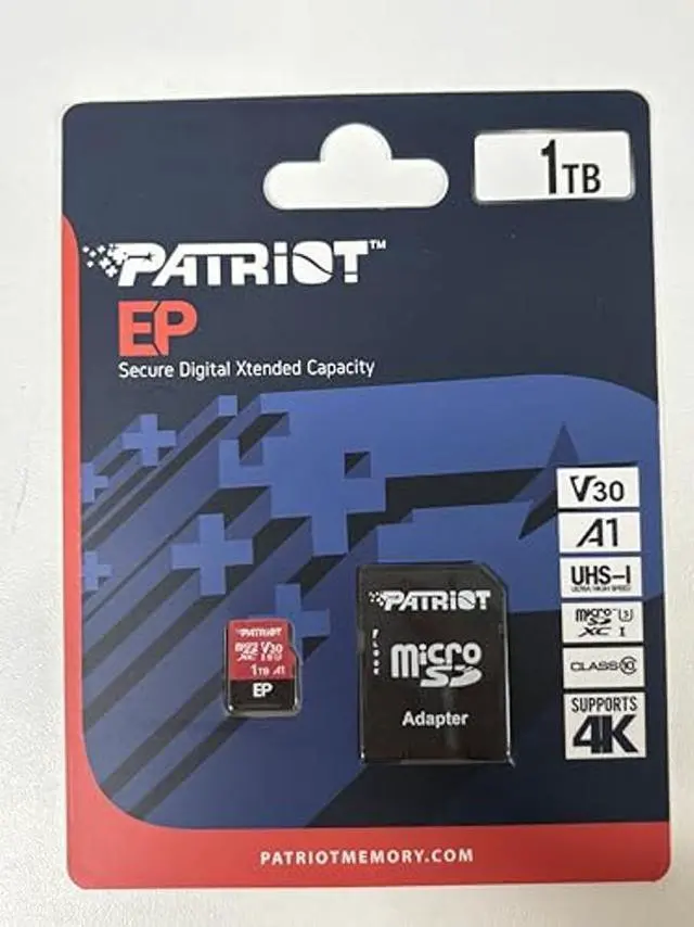Alt view image 5 of 5 - Patriot Memory EP Series 1TB Micro SDXC V30 A1 UHS-I U3 4K UHD Memory Card - with SD Adapter - PEF1TBEP31MCX