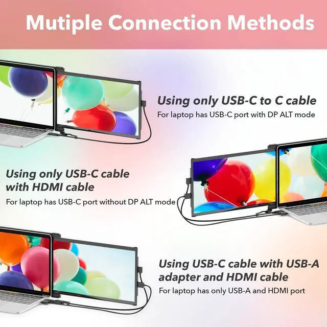Alt view image 2 of 4 - Duex Plus DS Laptop Screen Extender,13.3" FHD 1080P IPS Laptop Monitor Extender,USB Type-C/HDMI Plug and Play Portable Monitor for 13"-14.5" Laptops,Support Windows/Mac/Android/Switch Compatible
