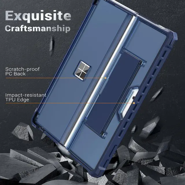 Alt view image 3 of 5 - MoKo Case for Microsoft Surface Pro 11, Surface Pro 10, Surface Pro 9 13 Inch, All-in-One Rugged Cover with Kickstand Protective Case, Compatible with Type Cover Keyboard,Blue