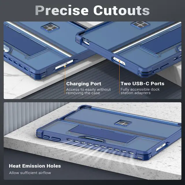 Alt view image 5 of 5 - MoKo Case for Microsoft Surface Pro 11, Surface Pro 10, Surface Pro 9 13 Inch, All-in-One Rugged Cover with Kickstand Protective Case, Compatible with Type Cover Keyboard,Blue