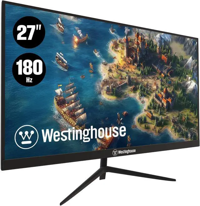 Main image of Westinghouse 27 Inch Flat Gaming Monitor, 180Hz, 1ms, AMD FreeSync Support, Low Motion Blur, 1080p Full HD IPS Display, for Office, PC & Console Games with Built in Speakers, 1x DisplayPort, 2X HDMI