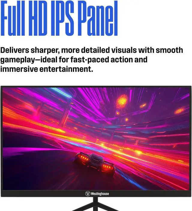 Alt view image 3 of 5 - Westinghouse 27 Inch Flat Gaming Monitor, 180Hz, 1ms, AMD FreeSync Support, Low Motion Blur, 1080p Full HD IPS Display, for Office, PC & Console Games with Built in Speakers, 1x DisplayPort, 2X HDMI