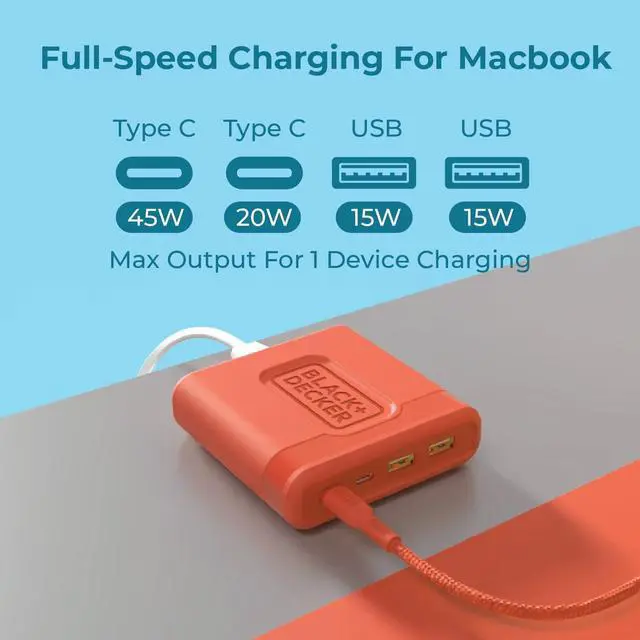 Alt view image 4 of 5 - BLACK+DECKER USB C Fast Charger 65W 4 Port Type USB C Charging Station Hub Block TypeC Wall Charger Power Strip Adapter Plug 2 USBC 2 USBA for iPad iPhone 15 14 13 12 Pro Max Pixel Note Galaxy, Coral
