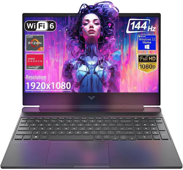 Main image of HP Victus 15.6" FHD 144Hz Gaming Laptop, AMD Ryzen 5-7535HS, AMD Radeon RX 6550M (Beats RTX 2050), Backlit Keyboard, Windows 11 Home, w/Cloth (16GB RAM |512GB PCIe SSD)