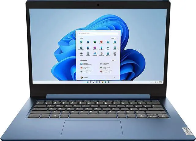 Main image of Lenovo IdeaPad 1 Laptop, 14.0" FHD Display, Intel Celeron N4020, 4GB RAM 128GB SSD, Intel UHD Graphics 600, Webcam, HDMI, WiFi, Bluetooth, 1 Year Office 365, Windows 11 in S Mode, Blue
