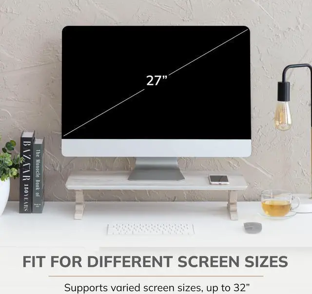 Alt view image 4 of 5 - Anji Mountain Monitor Stand - Desktop Organizer & Laptop Riser, Ergonomic Monitor Riser, Space-Saving Monitor Stand for Desk, Durable Construction, Easy Assembly, Ideal for Home & Office,White Wash