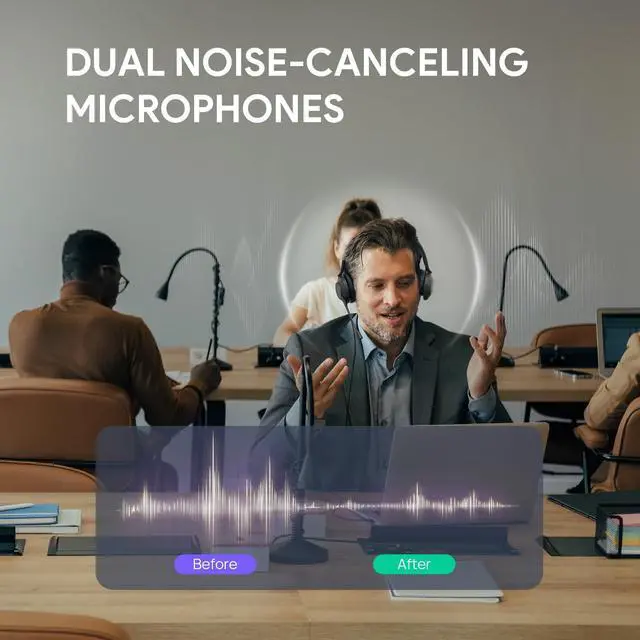 Alt view image 2 of 5 - Yealink USB Wired Mono Headset,UH37 Computer Headset with Noise Cancelling Microphone,USB-A & USB-C Call Center Headset for Teams,Zoom,Computer PC Laptop