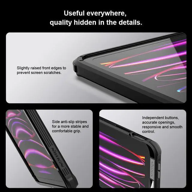 Alt view image 5 of 5 - Nillkin for iPad Pro 11 inch Case 2024 (M4) with Apple Pencil Holder and Slide Camera Protective Cover, Black Slim Case with Adjustable Magnetic Stand, Multiple Viewing Angles