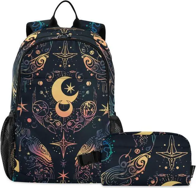 Main image of ALAZA Moon Stars Alchemy Witch Backpack and Lunch Bag Set Back Pack Bookbag Cooler Case Kits
