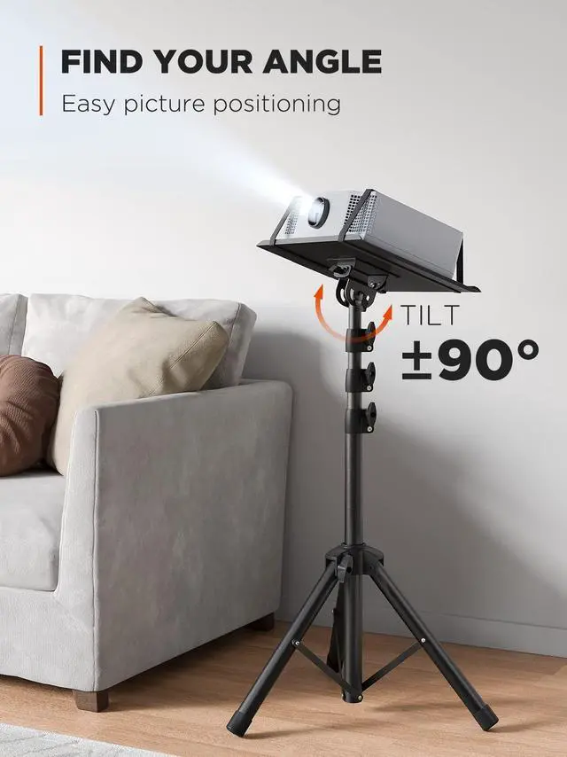 Alt view image 2 of 5 - AMADA HOMEFURNISHING Foldable Projector Tripod, Multipurpose Laptop Stand with Removable Mouse Tray, Adjustable Height 25-63 Inch, Outdoor Movie Projector Stand, AMPS03