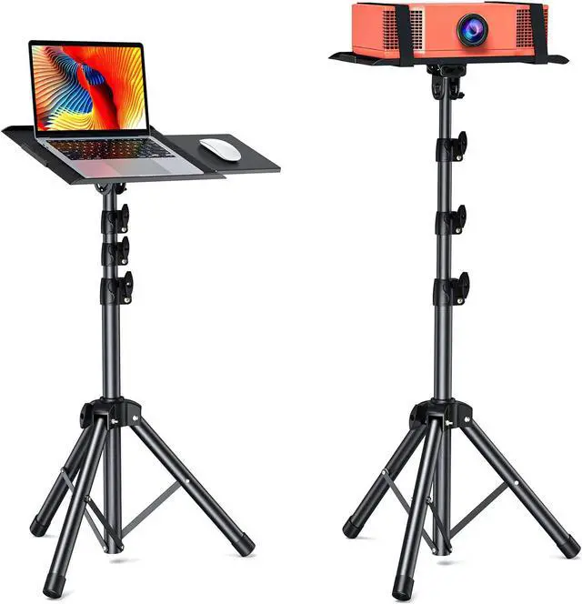 Main image of AMADA HOMEFURNISHING Foldable Projector Tripod, Multipurpose Laptop Stand with Removable Mouse Tray, Adjustable Height 25-63 Inch, Outdoor Movie Projector Stand, AMPS03