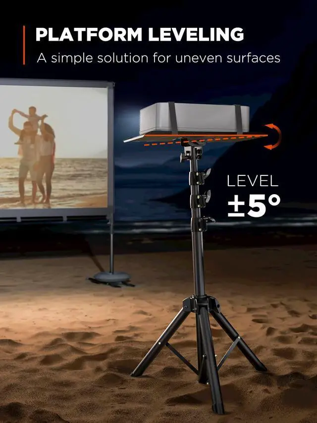 Alt view image 3 of 5 - AMADA HOMEFURNISHING Foldable Projector Tripod, Multipurpose Laptop Stand with Removable Mouse Tray, Adjustable Height 25-63 Inch, Outdoor Movie Projector Stand, AMPS03