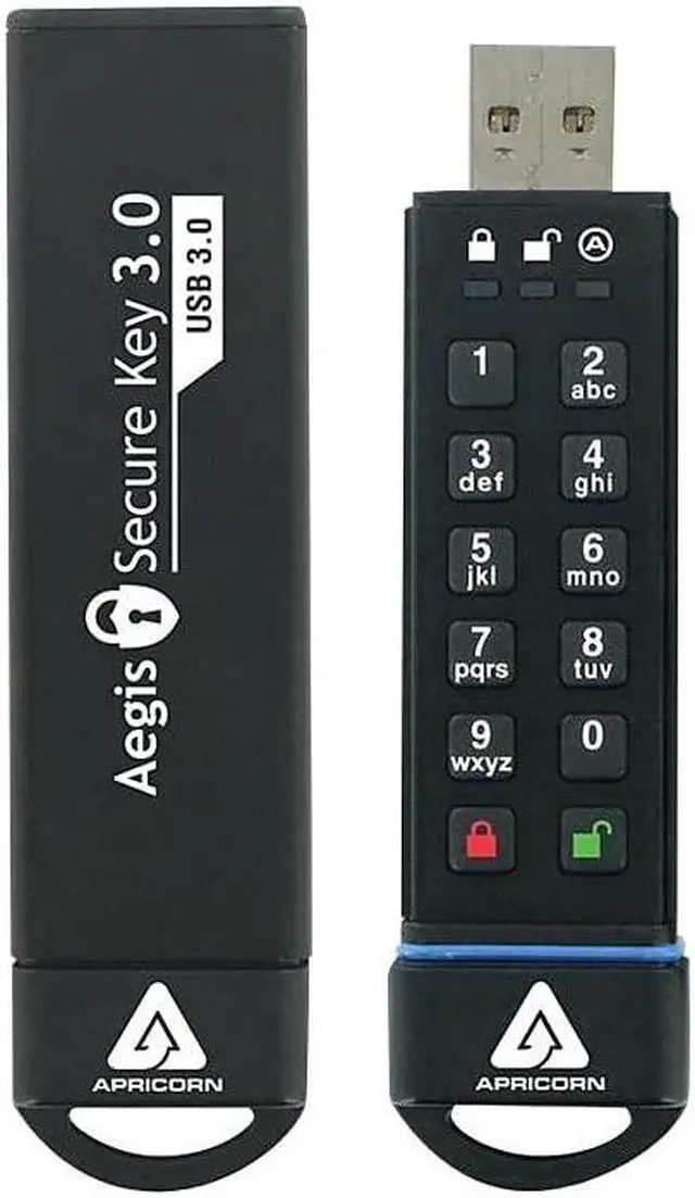 Main image of Apricorn 60GB Aegis Secure Key FIPS 140-2 Level 3 Validated 256-bit Encryption USB 3.0 Flash Drive (ASK3-60GB)