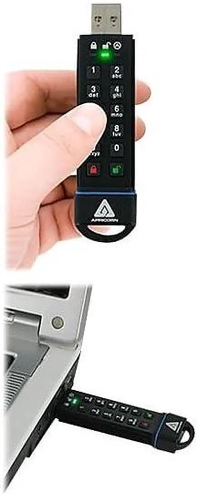 Alt view image 3 of 3 - Apricorn 60GB Aegis Secure Key FIPS 140-2 Level 3 Validated 256-bit Encryption USB 3.0 Flash Drive (ASK3-60GB)