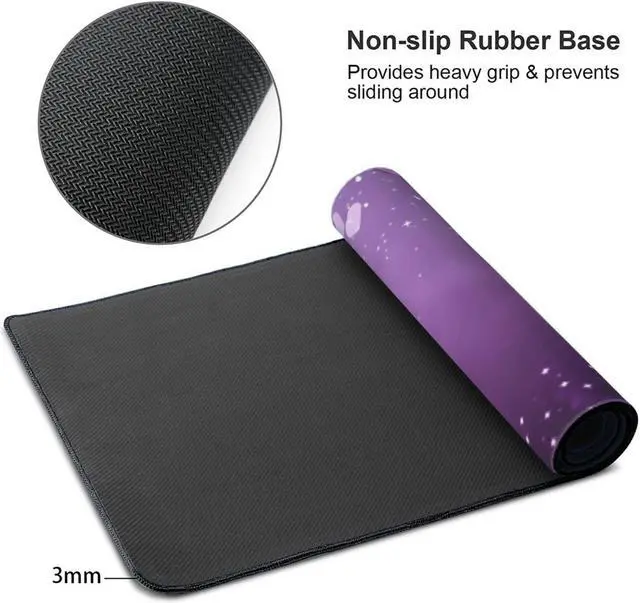 Alt view image 4 of 5 - AQQA Cute Purple Butterfly Extra Large 3XL Gaming Mouse Pad, Computer Keyboard Mat with Anti-Slip Rubber Base, Beautiful Desk Mat for Computers, Laptop, Gaming, Office & Home, 48" x 24"