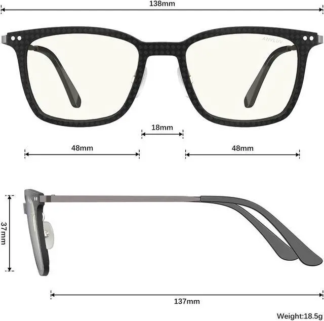 Alt view image 5 of 5 - ANYLUV Mens Blue-Light-Glasses Blue-Light-Blocking Glasses: Lightweight Carbon Fibre Blue Light Glasses Men for Gaming Gift