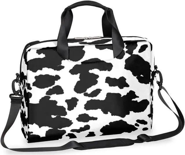 Cow Print Laptop Shoulder Bag, Animal Skin Laptop Case Computer