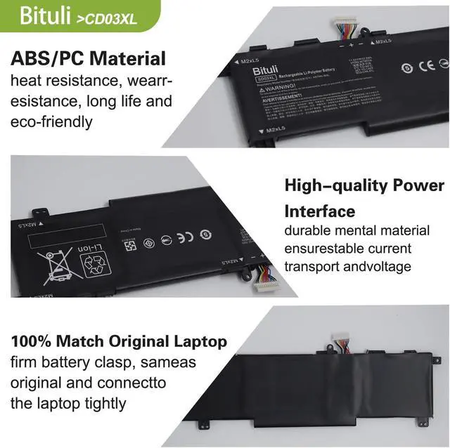 Alt view image 3 of 5 - Bituli SD03XL Battery for HP Omen 15 2020 15-EK0000 / Omen 15-EN 15-EN0000 Series SD06XL SDO6XL HSTNN-089U HSTNN-DB9U HSTNN-OB1R L84356-2C1 L84357-AC1 L84392-005 L84394-005 52.5Wh