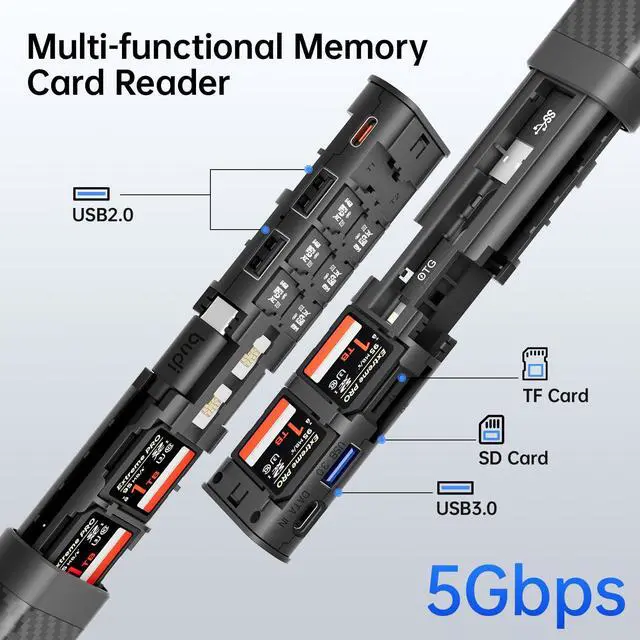 Alt view image 3 of 5 - Multifunctional 10 in 1 USB C Hub 3.0 and Ultra-Slim SD Card Reader for iPhone Android and Computer with Micro SD Memory Card Case USB C Cable Memory Stick Plug and Play (HUB)