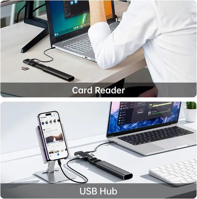 Alt view image 5 of 5 - Multifunctional 10 in 1 USB C Hub 3.0 and Ultra-Slim SD Card Reader for iPhone Android and Computer with Micro SD Memory Card Case USB C Cable Memory Stick Plug and Play (HUB)