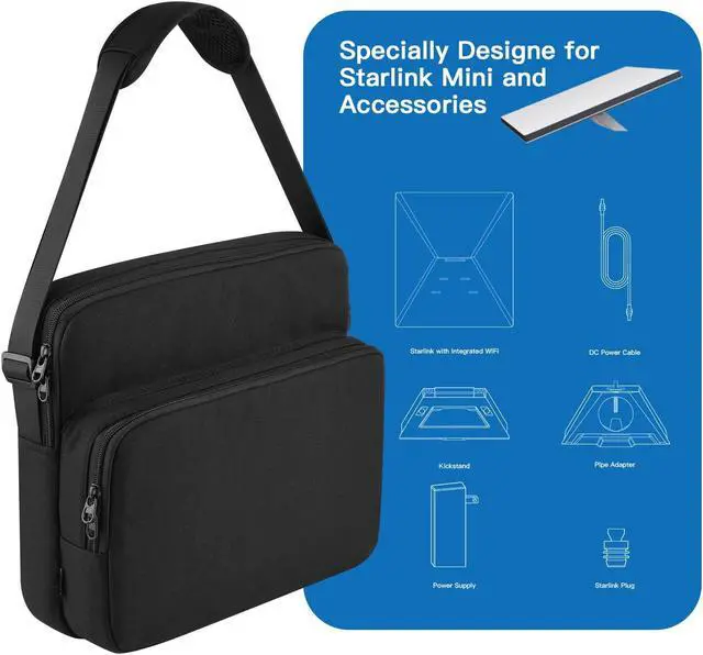 Alt view image 2 of 5 - CaSZLUTION Starlink Mini Case, Travel Carrying Case for Starlink Mini Dish Kit, Protective Storage Bag with Shoulder Strap (Case Only)
