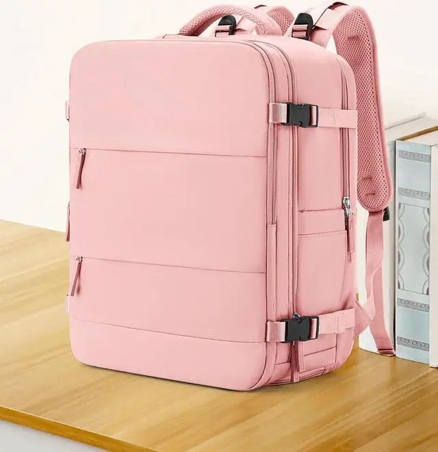 Alt view image 2 of 5 - coowoz Large Travel Backpack Carry On for Women Man Gym Backpacks with Laptop Compartment Mochila de Viaje Teacher Personal Item Backpack Rucksack Airplane Accessories Must Haves Pink
