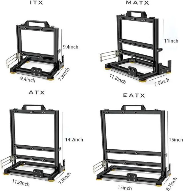 Alt view image 4 of 5 - DIY Aluminium Pc Open Case Computer Chassis Test Bench Support Water Cooling Support Server Chassis Support Itx Matx ATX Eatx (3.ATX)