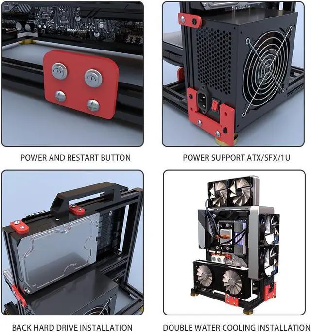 Alt view image 5 of 5 - DIY Aluminium Pc Open Case Computer Chassis Test Bench Support Water Cooling Support Server Chassis Support Itx Matx ATX Eatx (3.ATX)