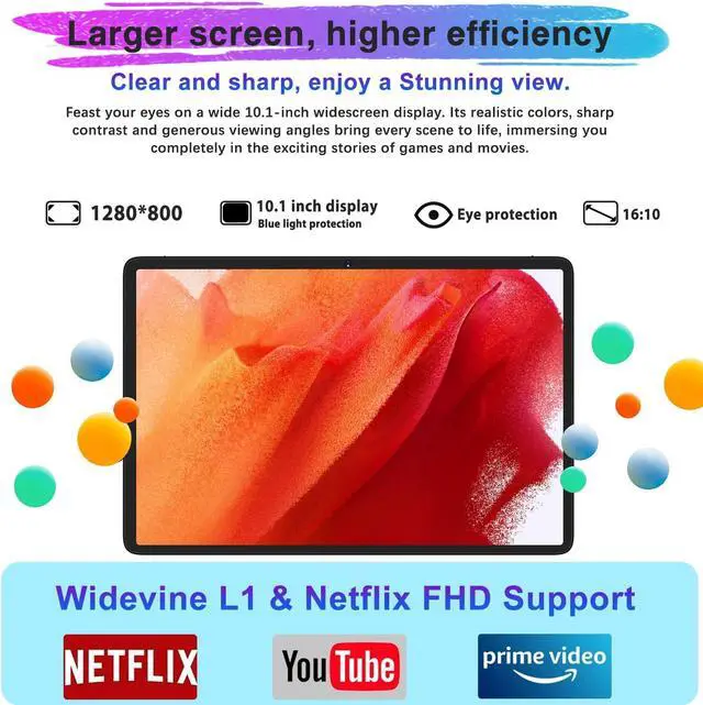 Alt view image 4 of 5 - DMOAO Android Tablet 2025 Tablets with 22GB RAM+128GB ROM/ 1TB Expand, 8000mAh Battery, Octa-Core 2.0GHz CPU, 5G WiFi, GPS, 10.1 Inch FHD IPS 2 in 1 Tablet PC with Keyboard/Mouse-Gray