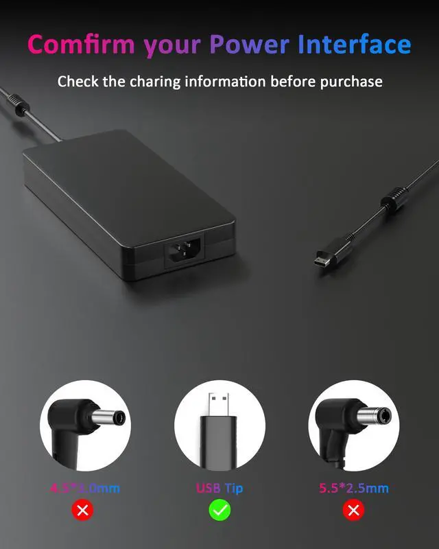 Alt view image 3 of 5 - 240W USB Tip 20V 12A Laptop Charger for MSI Stealth GS77/16 17 Studio, GE76 GE66 Raider 11UE, Vector GP66 GP76, Creator Z16 Z16P Z17 MS-17K3 A20-240P2A AC Adapter Power Supply Cord