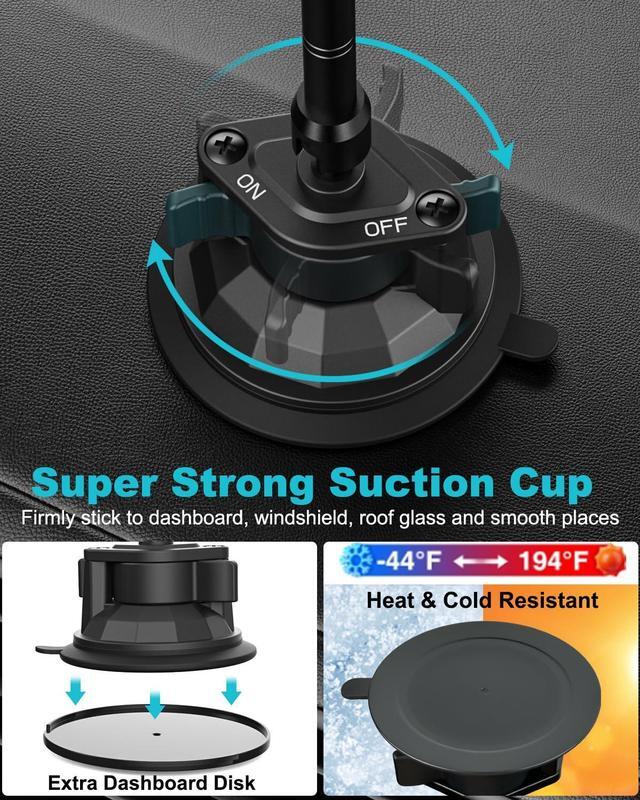 Alt view image 4 of 5 - Dosvsi Tablet Mount for Truck Dashboard, [Ultra Powerful Suction Cup] Heavy Duty Car Tablet Holder, Adjustable Metal Arm Semi Truck Windshield Dash Stand for iPad Pro 12.9 Air Mini, Tab, 4-13" Tablets
