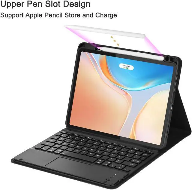 Alt view image 4 of 5 - Eisuiyi Keyboard Case for iPad Pro11 1st/2nd/3rd/4th gen, Compatible with iPad Air 11" (M3/M2) /iPad Air5/Air4, Detachable Touchpad BT Keyboard, Magentic Protective Cover with Pencil Holder, Black