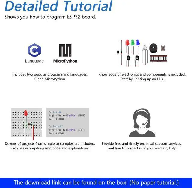 Alt view image 5 of 5 - Freenove Super Starter Kit for ESP32-WROVER CAM (Included), Dual-core 32-bit 240 MHz Microcontroller, Onboard Camera Wireless, Python C Code, 522-Page Detailed Tutorial, 173 Items, 78 Projects