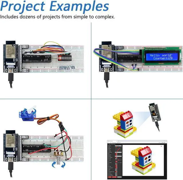 Alt view image 4 of 5 - Freenove Super Starter Kit for ESP32-WROVER CAM (Included), Dual-core 32-bit 240 MHz Microcontroller, Onboard Camera Wireless, Python C Code, 522-Page Detailed Tutorial, 173 Items, 78 Projects