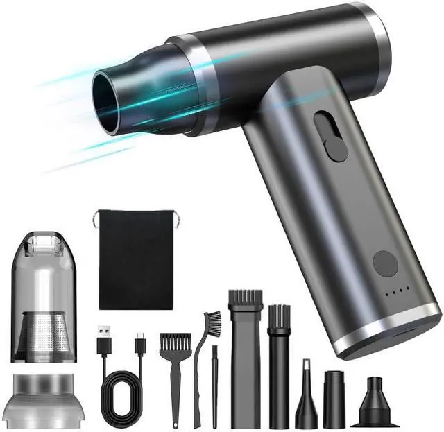 Alt view image 2 of 5 - GAMKII 2-in-1 Compressed Air Duster -250000RPM Mini Blower Turbo Fan, Cordless Rechargeable Electric Dust Collector with 6 Nozzles & 5 Brushes, Mini Blower & Pump for Electric Devices, Car Vaccum