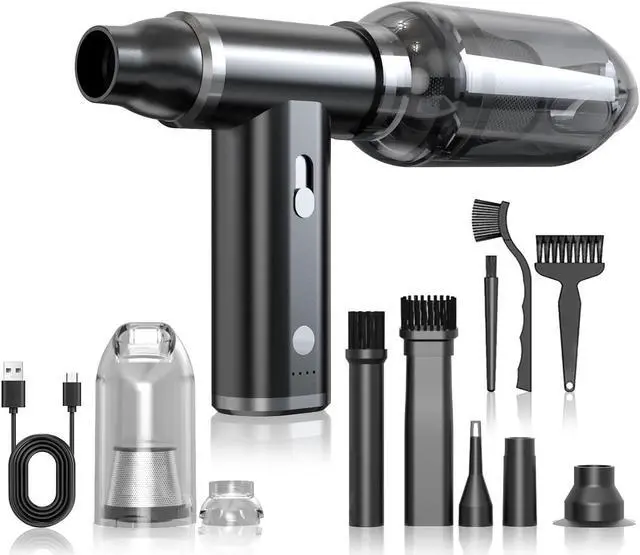Main image of GAMKII 2-in-1 Compressed Air Duster -250000RPM Mini Blower Turbo Fan, Cordless Rechargeable Electric Dust Collector with 6 Nozzles & 5 Brushes, Mini Blower & Pump for Electric Devices, Car Vaccum