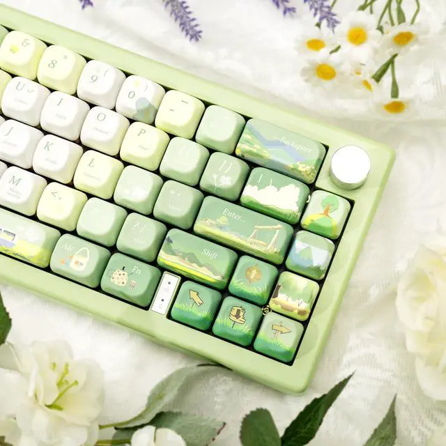 Alt view image 5 of 5 - GEKUCAP PBT Keycaps 132 Keys Spring Theme Green Key caps Dye-Sublimation Cute Keycap XOA Profile Custom Keycaps Set for Cherry Gateron MX Switches Mechanical Keyboards