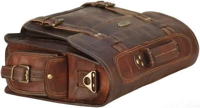 Alt view image 5 of 5 - Leather Messenger Bag For Men, 16 Inch Laptop Bag, Vintage Handmade Laptop Briefcase and Shoulder Bag for Men, Business Leather Satchel Bag for Office, Work, and Travel
